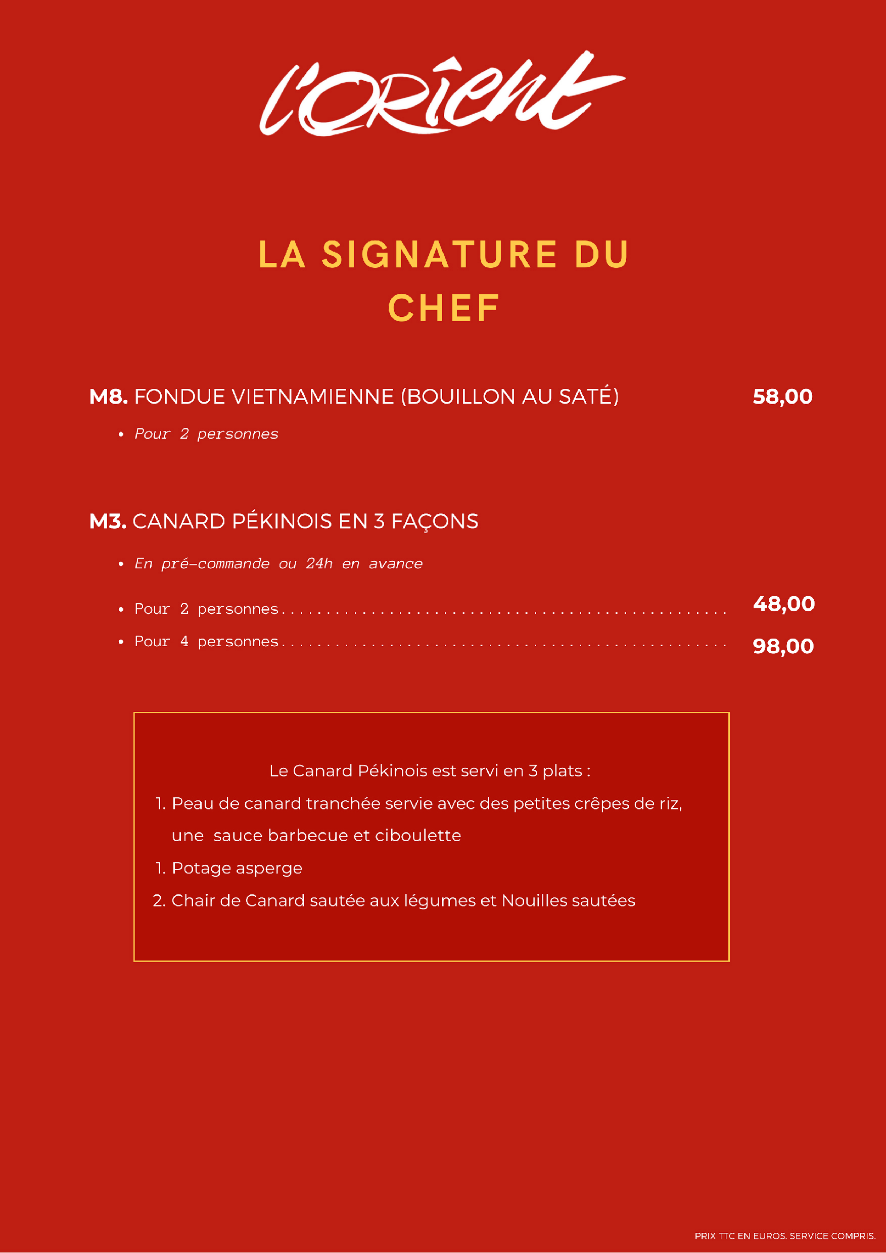 Carte et Menu Orient 2023 12