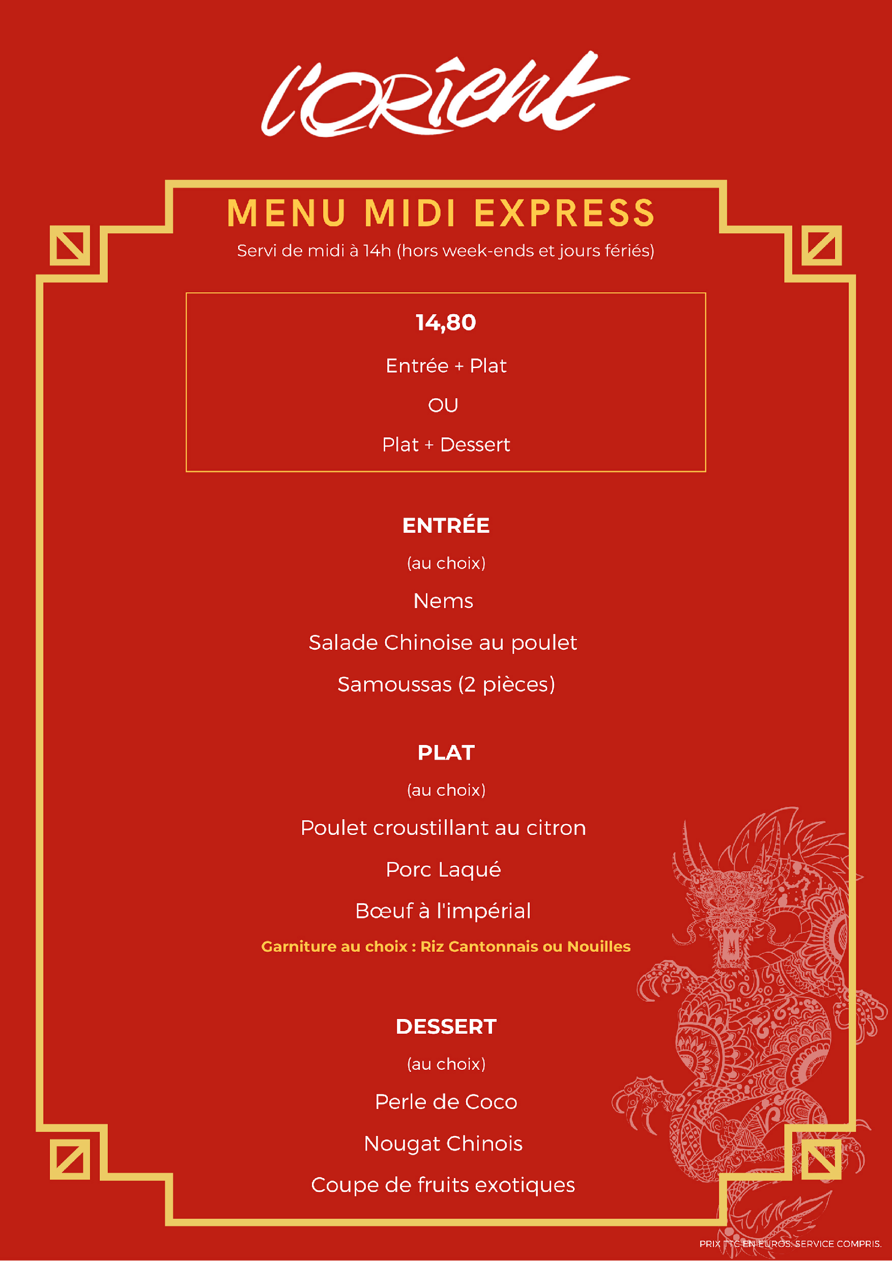 Carte et Menu Orient 2023 13