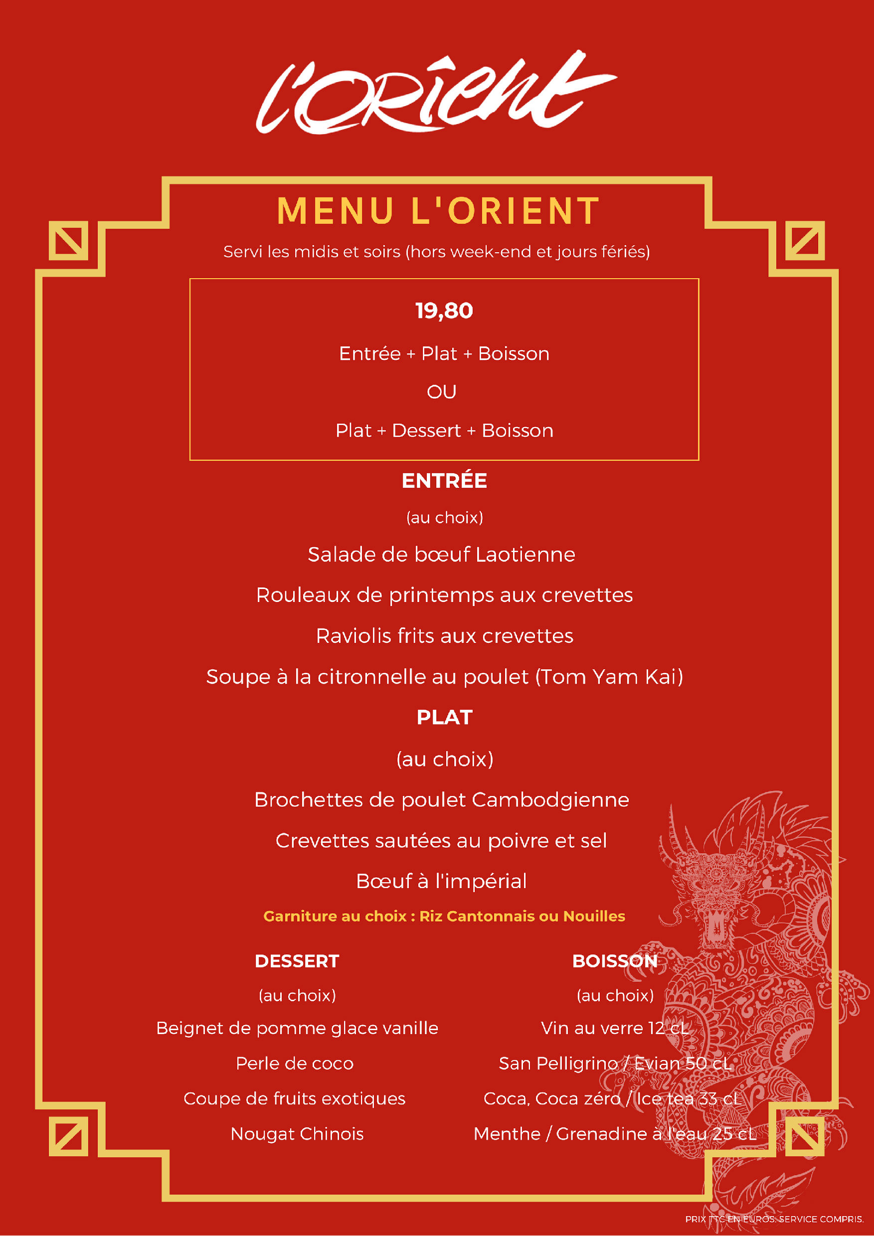 Carte et Menu Orient 2023 14